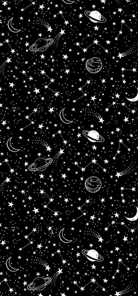 Space Wallpaper Black And White, Black Wallpaper Stars Aesthetic, Black Wallpaper Moon And Stars, Star Theme Wallpaper, Moon And Stars Wallpaper Aesthetic Black, Asthetic Wallper Black Moon, Black And White Aesthetic Pattern, Black Background With White Stars, Black Pattern Wallpaper Aesthetic