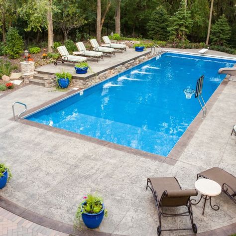 What feature would you love to add to your outdoor space? Plants Around Pool, Rectangle Pool, Dream Backyard Pool, Pools Backyard Inground, Luxury Swimming Pools, Custom Swimming Pool, Small Swimming Pools, Rectangular Pool, Concrete Pool