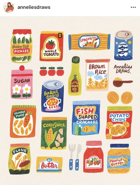 Recipe Book Diy, Food Doodles, Food Illustration Art, Caran D'ache, Food Stickers, Guided Journal, Pantry Staples, Coloured Pencils, Fish Shapes