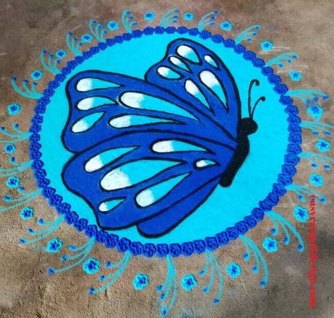 Butterfly Rangoli Designs Latest, Bird Rangoli Design, Cartoon Rangoli Designs Diwali, 3d Rangoli Designs Creativity, Cartoon Rangoli Designs, Cartoon Rangoli, Pongal Rangoli Design, Butterfly Rangoli, Bird Rangoli