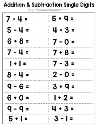 Addition and Subtraction Worksheet Single Digits Page 4 Kindergarten Addition And Subtraction Worksheets, Addition And Subtraction Worksheets 1st, Math Subtraction Worksheets, Kertas Kerja Prasekolah, Kindergarten Math Addition, Kindergarten Addition, Kindergarten Math Worksheets Addition, Subtraction Kindergarten, Kindergarten Addition Worksheets