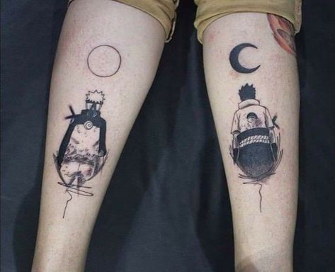 Matching Anime Tattoos, Naruto Tattoo Ideas, Bro Tattoos, Matching Tattoos For Siblings, Partner Tattoos, Small Matching Tattoos, Brother Tattoos, Omerta Tattoo, Naruto Y Sasuke