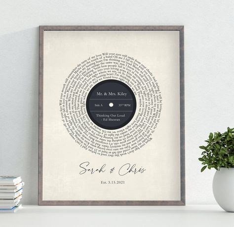 The Best Valentine's Day Gifts Under $25 Gifts With Song Lyrics, Vinyl Station, Record Print, Song Lyrics Wall Art, Song Lyric Art, Lyrics Wall Art, Wedding Song Lyrics, Perfect Engagement Gifts, Song Lyrics Art