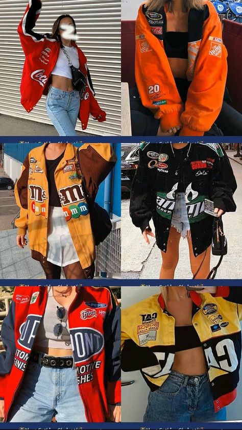 Toronto Outfits, Bomer Jacket, Vintage Racing Jacket, Race Day Outfits, Baseball Jackets, Racing Jacket, Tomboy Style Outfits, Hoodie Outfit, Future Fashion