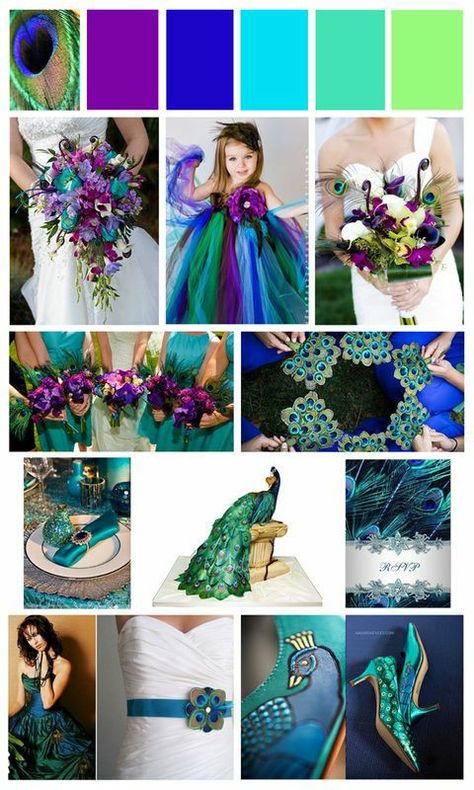 Peacock Color Dress, Peacock Wedding Colors, Peacock Wedding Inspiration, Peacock Party, Peacock Wedding Theme, Turquoise Christmas, Peacock Theme, Peacock Colors, Purple And Teal