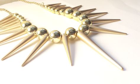 Excited to share the latest addition to my #etsy shop: Gold Spike Necklace Matte Gold Spiked Collar Metallic Gold Bead Spike Necklace Whimsigoth Necklace Tribal Style Necklace Statement Piece https://etsy.me/3lB3blH #girls #bohohippie #no #lobsterclaw #stainlesssteel # Whimsigoth Necklace, Spiked Collar, Spike Necklace, Gold Bead Necklace, Necklace Statement, New Energy, Style Necklace, Jewelry Pouch, Matte Gold