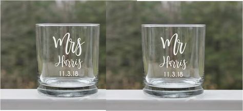 Etched Whiskey Glasses, Personalized, Custom, Mr and Mrs, Wedding Whiskey Glasses, Set of 2 - Etsy Wedding Whiskey Glasses, Mr And Mrs Beer Glasses, Etched Groomsmen Glasses, Personalized Scotch Glasses, Mr And Mrs Etched Glasses, Whiskey Wedding, Etched Whiskey Glasses, Whiskey Glasses, Etching