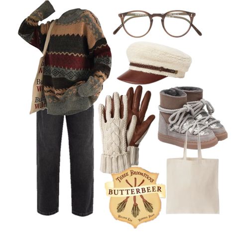 Harry Potter Witch Outfit, Harry Potter Clothing Aesthetic, Harry Potter Winter Outfits, Hogwarts Shifting Outfits, Harry Potter Lookbook, Harry Potter Shifting Outfits, Harry Potter Polyvore, Harry Potter Dr Outfits, Harry Potter Clothes Aesthetic