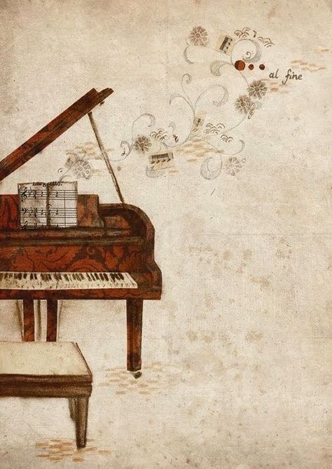 Piano Watercolor, Piano Pictures, Piano Recital, Piano Art, Sheet Music Art, Paper Background Design, Music Drawings, Music Illustration, Notes Art