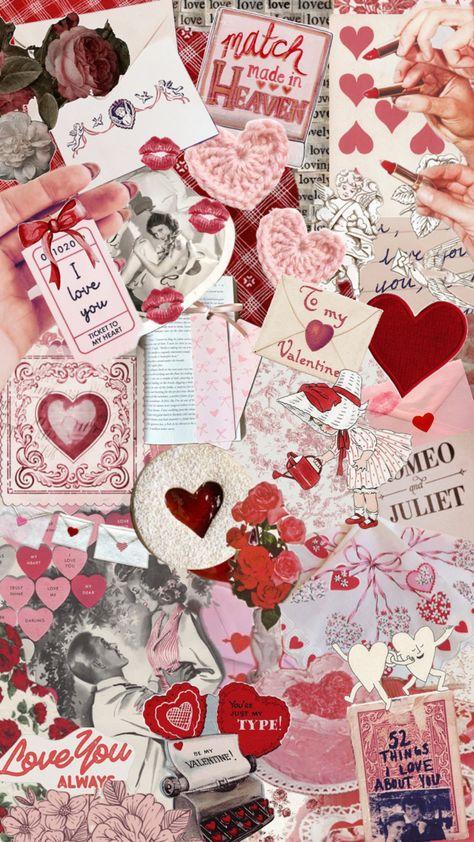 Vintage Valentines Day Aesthetic, Valentine Collage, Valentine's Day Aesthetic, February Art, Valentines Day Aesthetic, Valentines Aesthetic, Valentines Day Words, Lovecore Aesthetic, Day Aesthetic