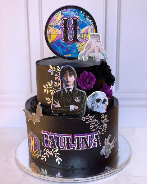 Cake Wensday, Wensday Cake Ideas, Wensday Cake, Wednesday Cake Ideas, Merlina Cake, Addams Family Theme Party, Wednesday Cake, Wednesday Party, Happy Birthday Tom