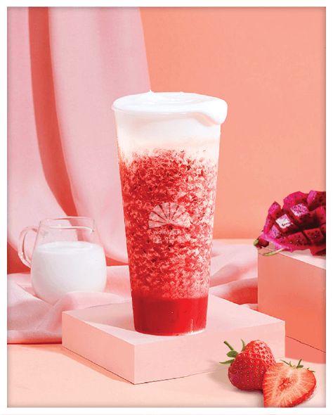 Lychee Iced Tea, Peach Milk Tea, Dutch Mill, Fruit Pop, Lychee Tea, Berry Desserts, Container Coffee Shop, Strawberry Drinks, Fruit Pops