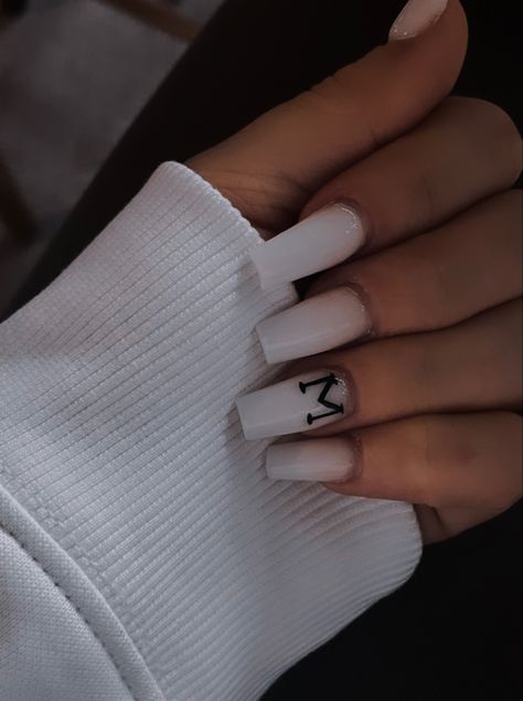 Letter M Nails Designs, Letter M On Nails, Letter M Nails, M On Nails, M Nails, College Nails, Car Letter, Basic Nails, Letter M