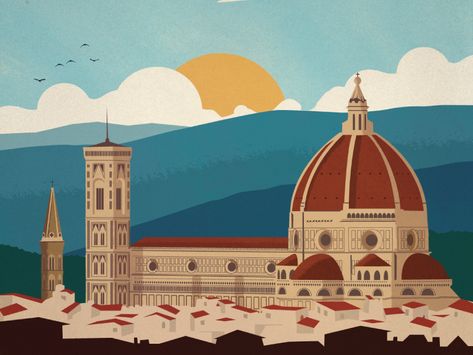 Florence Illustration, Florence Poster, Florence Art, Italy Poster, Italy Art, Picture Illustration, Art Diary, Friend Anime, Poster Collection