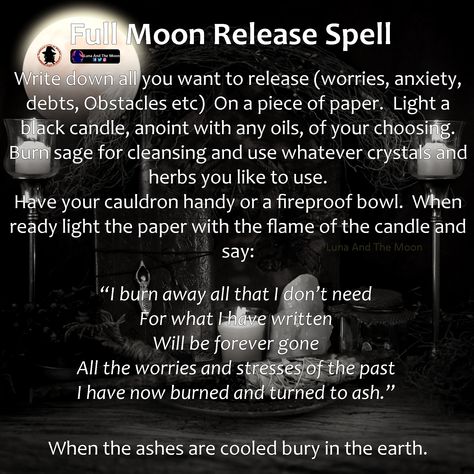 Release Spell, Black Candle Spells, Full Moon Release, Full Moon Astrology, Full Moon Spells, Candle Color Meanings, Llama Violeta, Candle Magic Spells, Witchcraft Spells For Beginners