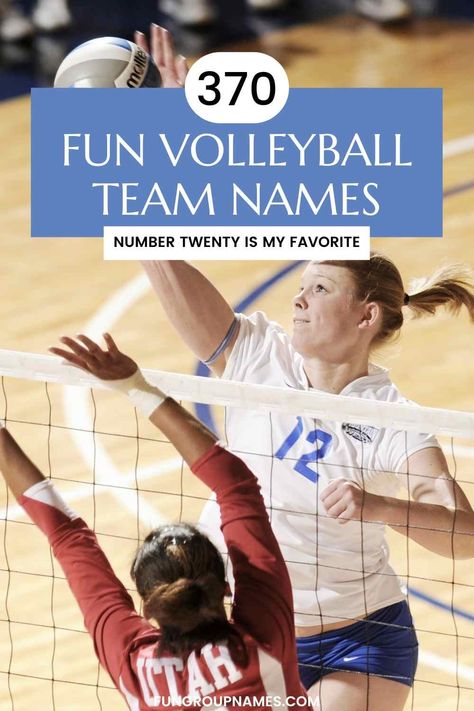 Discover the perfect volleyball team name with our guide. Over 370 creative, funny, and inspiring ideas to elevate your team's identity! Fun Team Names, Netball Team Names, Volleyball Team Names, Best Team Names, Hockey Team Names, Youth Volleyball, Fantasy Hockey, Football Team Names, Volleyball Humor