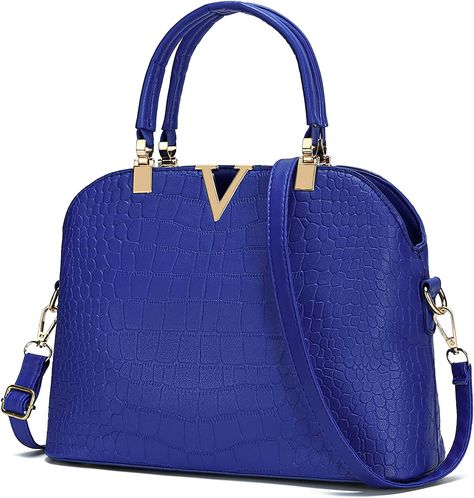 Amazon.com: JHVYF Royal Blue Purse Womens Handbag Top Handle Shoulder Bag Tote Satchel Purse Shell Bag 0002 : Clothing, Shoes & Jewelry Blue Purse Outfit Ideas, Blue Handbag Outfit, Blue Purse Outfit, Purse Outfit Ideas, Royal Blue Purse, Royal Blue Heels, Purse Outfit, Shell Bag, Womens Handbag