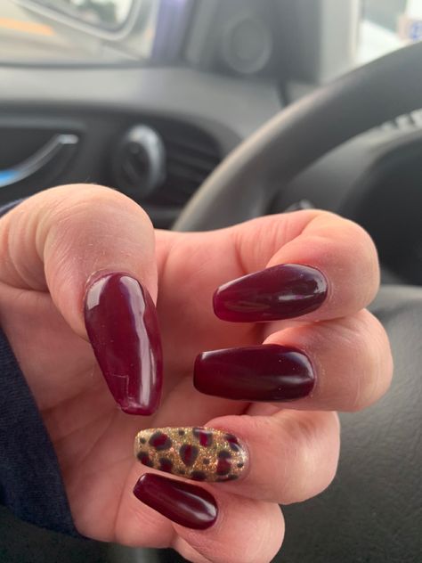 Burgundy And Leopard Nails, Burgundy Cheetah Print Nails, Maroon Cheetah Nails, Dark Red Cheetah Nails, Maroon Animal Print Nails, Maroon Nails, Nails, Beauty