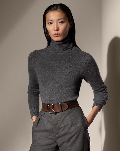 Cashmere Turtleneck Sweater | Ralph Lauren Tweed Sweater, Sweater Ralph Lauren, Womens Cashmere, Cashmere Turtleneck, Ribbed Turtleneck, Ralph Lauren Collection, Style Office, Clothes Collection, Turtleneck Sweater