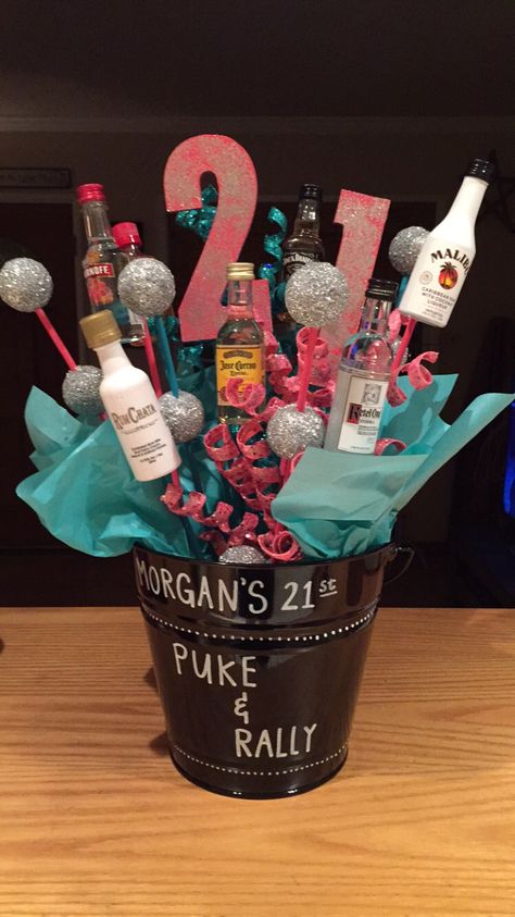 21st Birthday Alcohol Basket, 21st Birthday Bucket, Alcohol Basket, 21st Birthday Beer Cake, Diy 21st Birthday Gifts, Alcohol Bouquet, Birthday Alcohol, Booze Gift, Beer Cakes