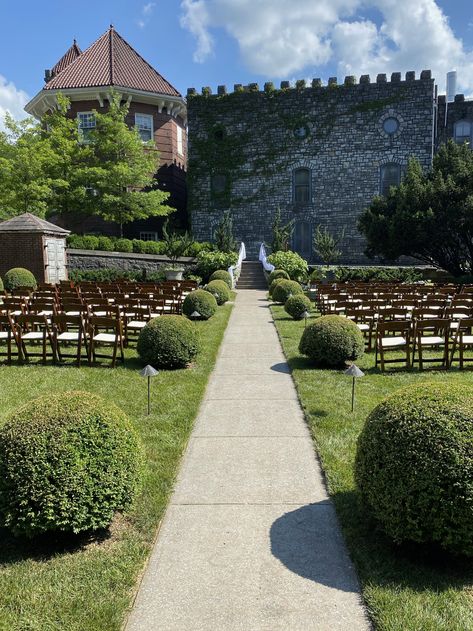 Ceremony setup at Castle & Key Distillery in Kentucky. Castle And Key Distillery Wedding, Distillery Wedding, Kentucky Wedding Venues, Corporate Entertainment, Kentucky Wedding, Keys Wedding, Ceremony Music, Wedding Event Planner, A Castle