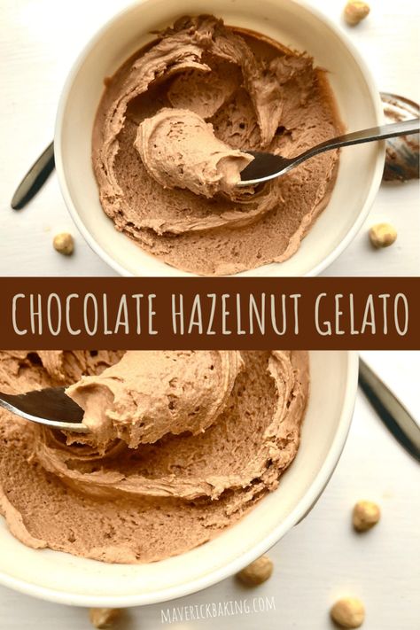 Hazelnut Gelato Recipe, Hazelnut Gelato, Hazelnut Ice Cream, Yoghurt Recipe, Ice Cream Recipes Machine, Italian Cakes, Gelato Recipe, Ice Scream, Frozen Chocolate