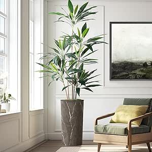 Amazon.com: SIGNWIN Artificial Tree in Modern Granite Effect, Fake Dracaena Tree Silk Tree for Indoor and Outdoor Home Decoration - 66" Overall Tall (Plant Pot Plus Tree) : Home & Kitchen Tall Plant, Tree Artificial, Silk Tree, Plastic Planters, Modern Planters, Artificial Trees, Tall Plants, Outdoor Home, Artificial Tree