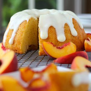 Peaches and Cream Bundt Cake - Your Cup of Cake Peach Bundt Cake Recipes From Mix Boxes, Small Bundt Cake Recipes, Peach Bundt Cake, Peach Yogurt, Vanilla Sauce, Peach Cake, Peaches And Cream, Pound Cakes, Canned Peaches