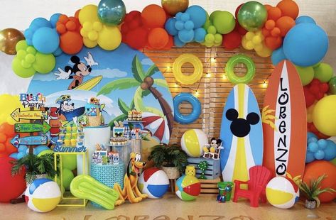 Minnie Mouse Luau, Creative Baby Shower Themes, Surf Birthday, Mickey Mouse Themed Birthday Party, The Beach Is Calling, Fireman Birthday, Beach Is Calling, Ninjago Birthday, Mickey Mouse 1st Birthday