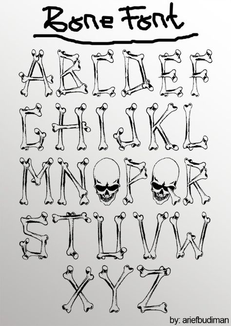 Bone font.  Love the "O " and the Q Bone Font Lettering, Goth Love Letter, Emo Lettering, Creepy Lettering, Cool Lettering Fonts, Bone Font, Font Styles Alphabet, Cool Fonts Alphabet, Lettrage Chicano