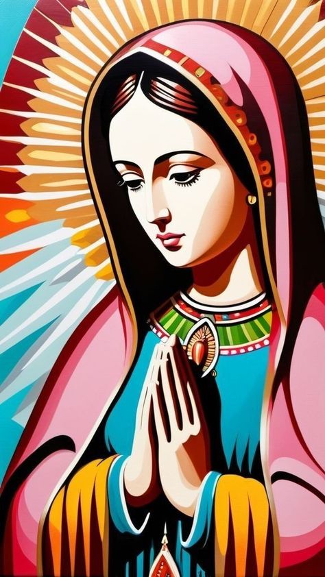 Mexican Catholic Art, Virgin Mary Art, Mother Mary Images, How To Act, Jesus Christ Painting, Canvas Art Projects, Jesus And Mary Pictures, Mexico Art, How To Talk