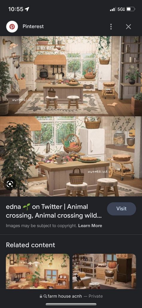 Acnh Home Placement, Acnh House Ideas Kitchen, Animal Crossing Farm Home, Animal Crossing Ranch House, Animal Crossing Ranch Kitchen, Acnh Kitchen Designs Happy Home, Acnh Kitchen Designs Cottage, Acnh Ranch House, Farmhouse Animal Crossing