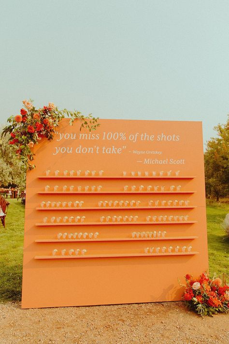 Seating Chart Shots, Summer Seating Chart, Boho Seating Chart Wedding, Wedding Seating Chart Drinks, Shot Wall Wedding, Shot Seating Chart Wedding, Take A Shot And Take A Seat, Tequila Wall Seating Chart, Shots Board