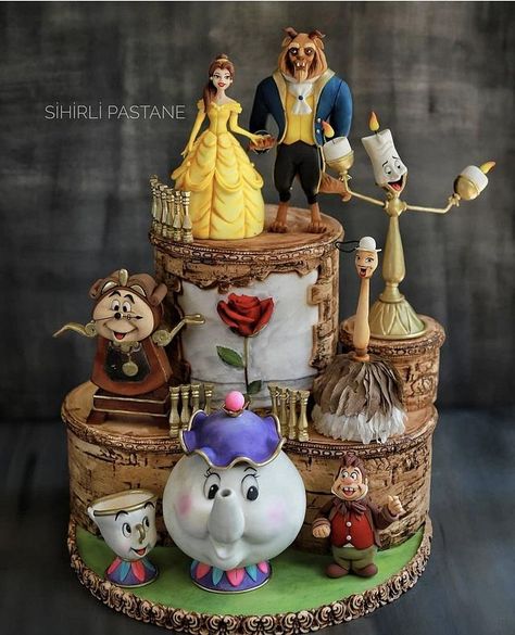 Dolci Harry Potter, Beauty And The Beast Cake Birthdays, Beauty And The Beast Cake, Disney Themed Cakes, Beauty And Beast Birthday, Beauty And The Beast Theme, Disney Birthday Cakes, The Beauty And The Beast, Tema Disney