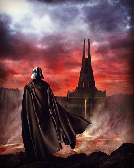 Darth Vader‘s Castle on Mustafar. It is pretty cool, ngl 👀 ~source: https://pin.it/3H6GibY  #starwars #darthvader #stayathome #sith #mustafar #lava #vulcano #castle #fortress #vader #view #explore #art Darth Vader Castle, Star Wars Painting, Anakin Vader, Darth Vader Star Wars, Star Wars Background, Star Wars Sith, Dark Vador, Vader Star Wars, Comic Cover