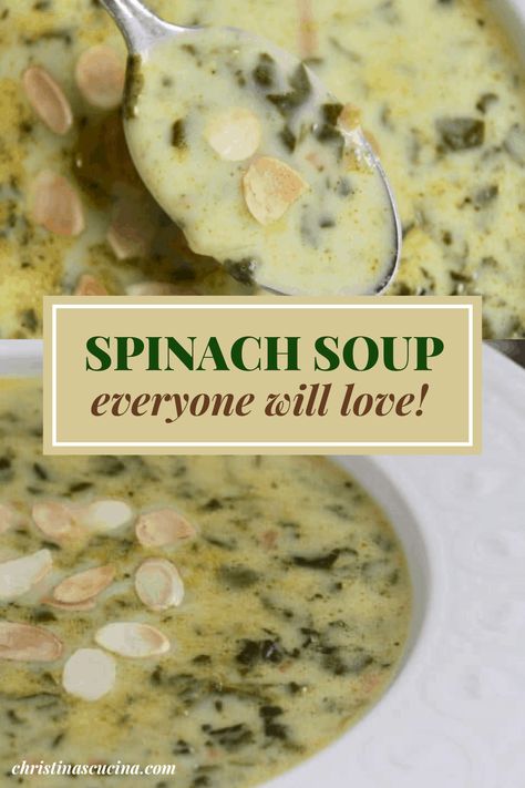 Cream Spinach Soup, Creamy Spinach Soup Recipe, Spinach Bisque Soup, Cream Of Spinach Soup Recipe, Spinach Soup Recipe Creamy, Soups With Spinach Recipes, Soups With Spinach, Soup With Spinach Recipes, Easy Spinach Soup