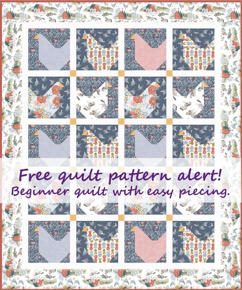 Free Chicken Embroidery Patterns, Row Quilts Ideas Free Pattern, Chicken Quilt Patterns, Chicken Sewing, Chicken Projects, Bird Quilt Blocks, Chicken Quilt, Patchwork Ideas, Chicken Ideas