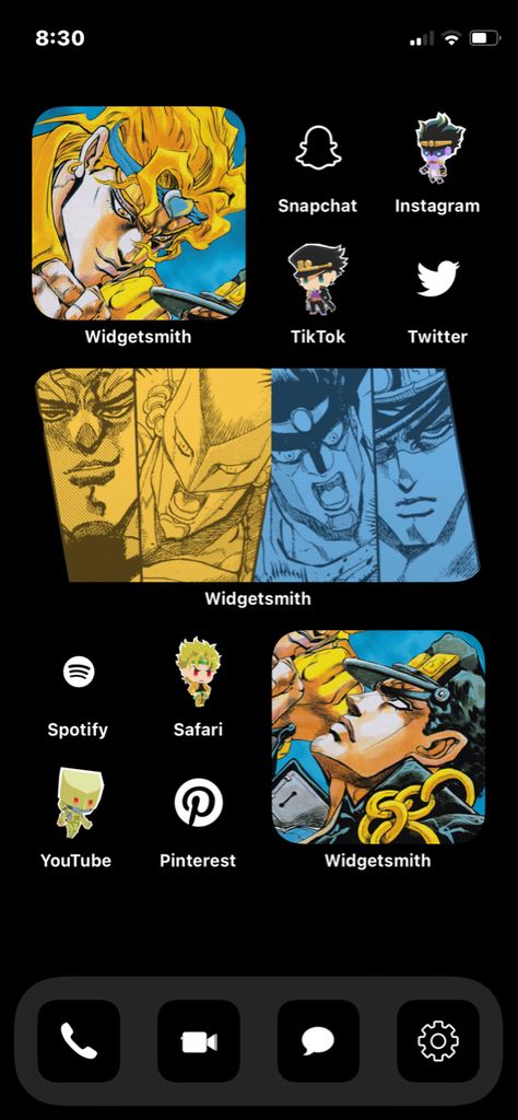 Jojo Phone Layout, Jojo Homescreen Layout, Black Jojo Wallpaper, Jojo Phone Theme, Jojo Themed Phone, Jjba Phone Layout, Jjba Phone Theme, Jojo Homescreen, Jjba Homescreen