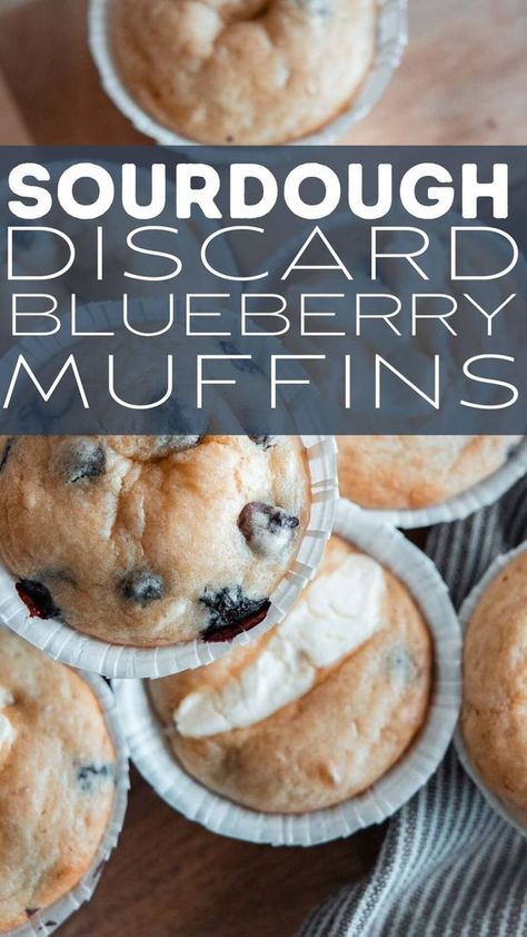 Make these amazing blueberry sourdough discard muffins with that extra sourdough  discard! These are soft, flavorful and the perfect treat. Sourdough Discard Blueberry Muffins, Discard Blueberry Muffins, Sourdough Discard Blueberry, Discard Muffins, Sourdough Discard Muffins, Sourdough Treats, Fluffy Blueberry Muffins, Sourdough Blueberry Muffins, Use Sourdough Discard