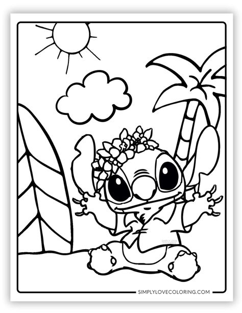 Free Lilo & Stitch coloring pages are great for educational activities for kids, crafts, road trips, and more. Also, get great ideas on fun ways to turn them into a learning experience. Stitch Printable Coloring Pages, Luau Coloring Pages, Stitch Coloring Pages For Kids, Stitch Coloring Pages Free Printable, Summer Coloring Pages Free Printable, Lilo And Stitch Coloring Pages, Cute Lilo And Stitch, Disney Coloring Pages Printables, Tropical Classroom