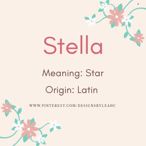 Baby Girl Name: Stella. | Meaning: Star. | Origin: Latin. || www.pinterest.com/designsbyleahc Stella Name, Serena Name Meaning, Camila Name Meaning, Yolanda Name Meaning, Lola Name Meaning, Stella Name Meaning, Estella Name Meaning, Name Meaning Star, Star Meaning