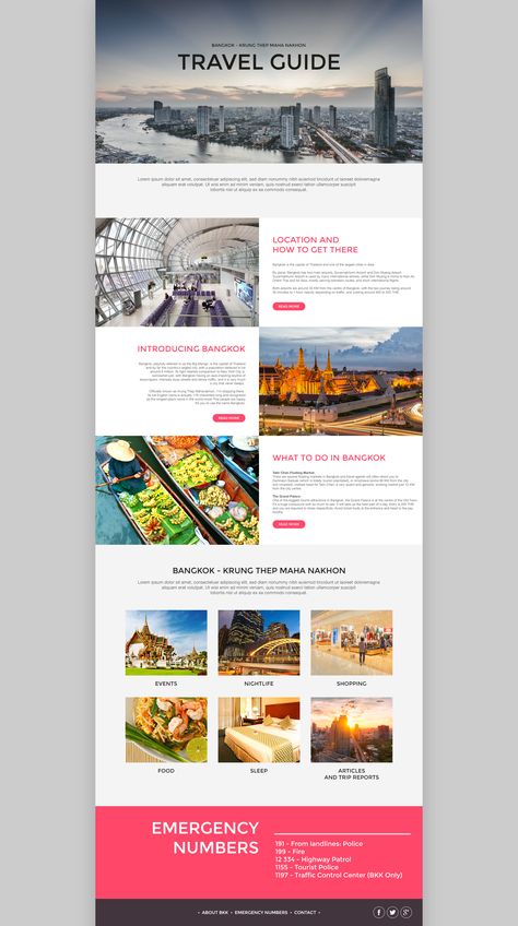 Travel guide Guide Layout Design, Travel Guides Layout, Travel Guide App, Travel Brochure Design, Newsletter Design Templates, Travel Website Design, Travel Guide Design, Email Layout, Mailer Design