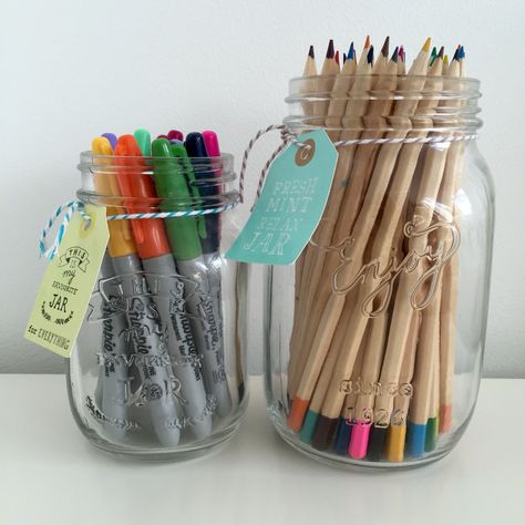 Keep your #pens and #pencils #tidy in #kilner or #mason jars. These are bargains from @HEMA (UK) for details see my blog www.thetreasurehunteruk.com Stationary Holder, Kilner Jars, Pens And Pencils, Desk Design, Tea Pot, Getting Organized, Mason Jar, Art Art, My Blog