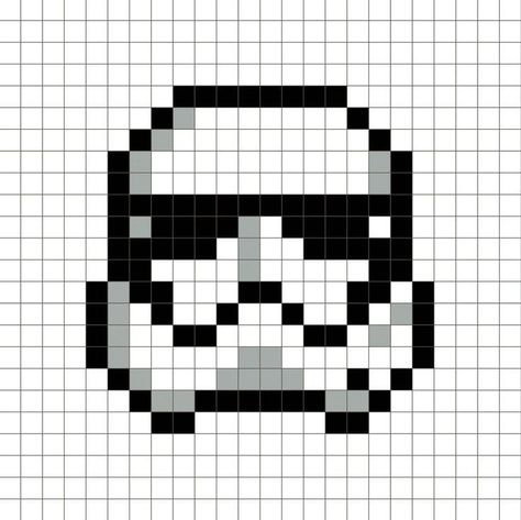 A pixel art template of a white Storm-trooper helmet (2016 edition). Pixel Art Animals, Star Wars Blanket, First Order Stormtrooper, Star Wars Crochet, Stormtrooper Helmet, Graph Crochet, Easy Pixel Art, Cool Pixel Art, Pixel Drawing