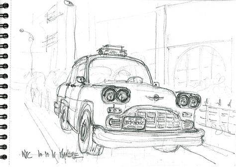 Taxi Sketch, Side View Drawing, Urban Sketching, Travel Light, Creating Art, Snoopy, Doodles, Sketch, Male Sketch