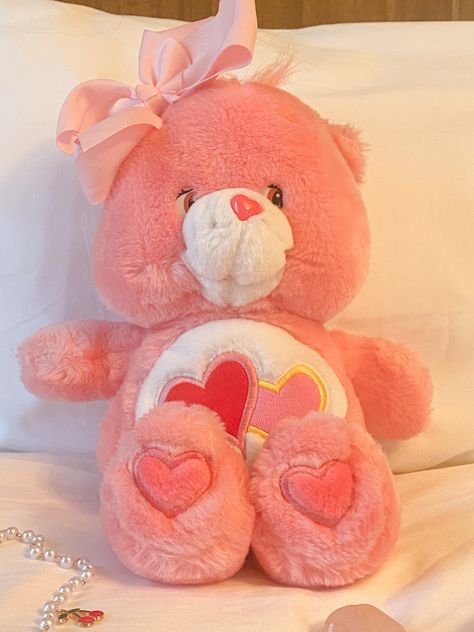 Care Bears Love A Lot Bear, Care Bear Teddy Bears, Care Bear Stuffed Animals, Care Bears Stuff, Love A Lot Bear Aesthetic, Pink Care Bear Aesthetic, Love Care Bear, Aesthetic Care Bears, Care Bear Teddy