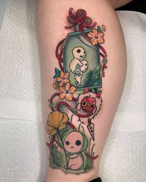 Omamori Tattoo, Kodama Tattoo, Victoria Tattoo, Omamori Charm, Princess Mononoke Tattoo, Studio Ghibli Tattoo, Tree Spirits, Ghibli Tattoo, Tree Spirit