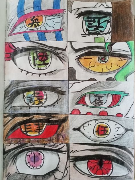 Akaza Eyes Drawing, Nezuko Eyes Drawing, Demon Slayer Demon Eyes, Daki X Akaza, Muzan Drawings, Akaza Eyes, Douma Eyes, Douma X Enmu, Akaza Drawing