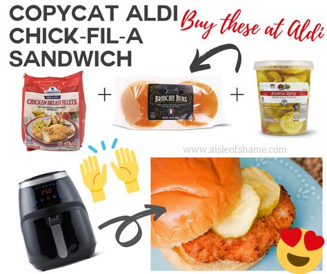 Chick Fil A Sandwich, Aldi Meal Plan, Chick Fil A Sauce, Aldi Recipes, Breaded Chicken Breast, Chicken Breast Fillet, Cheap Dinners, Chick Fil A, Cheap Meals