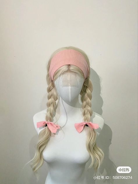 Childish Hairstyles, Peinados Coquette, Harajuku Wigs, Lob Hair, Sweet Hairstyles, Kawaii Hair, Hair Style Korea, Kawaii Hairstyles, Ribbon Hairstyle